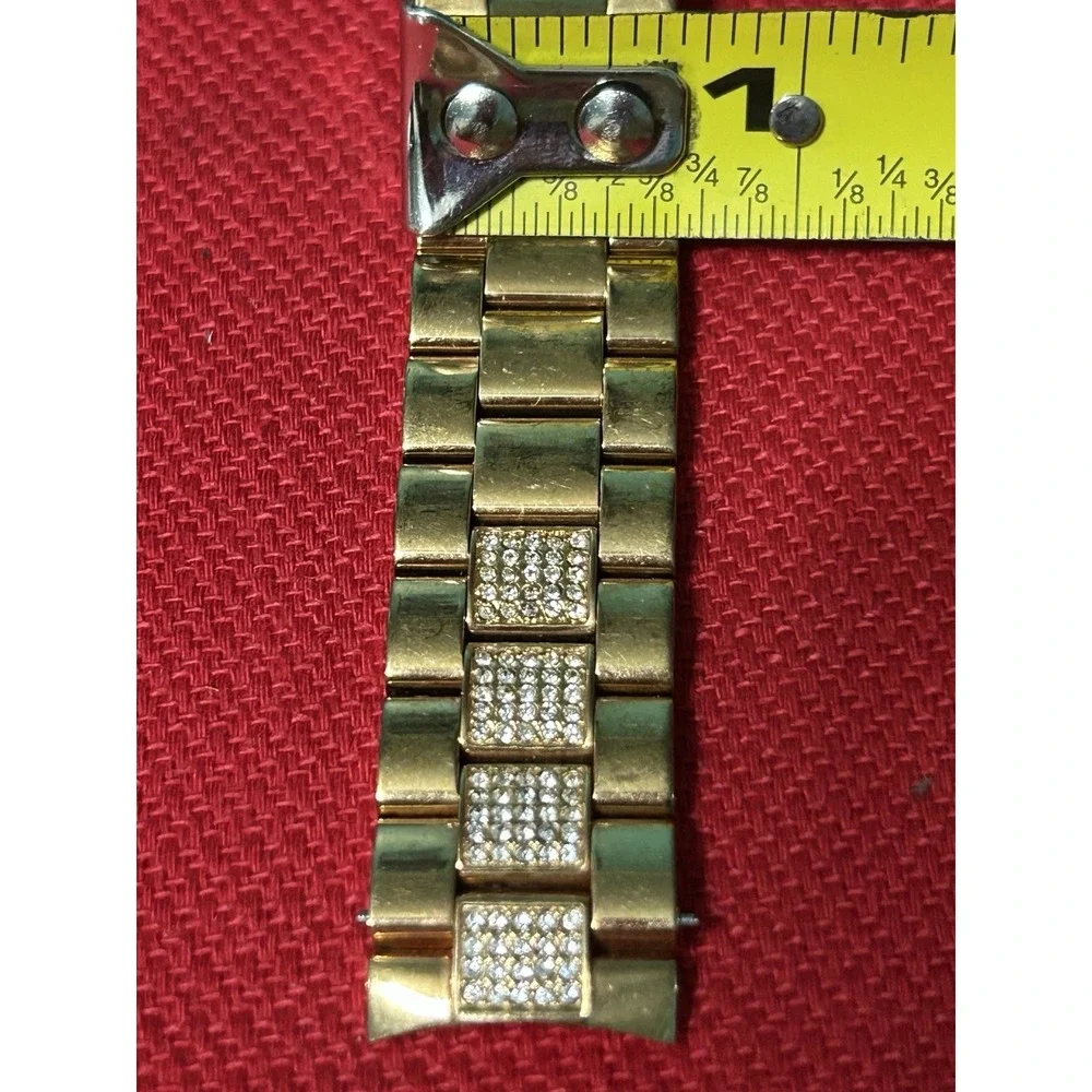 Fossil Watch Band 18mm Gold Tone Featuring Crystal Accents Stainless Steel New